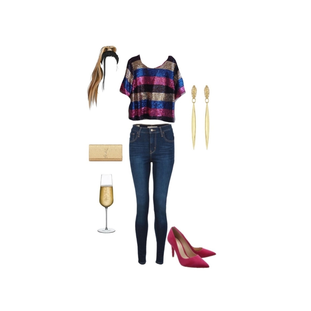Colorful Sequence Party Blouse